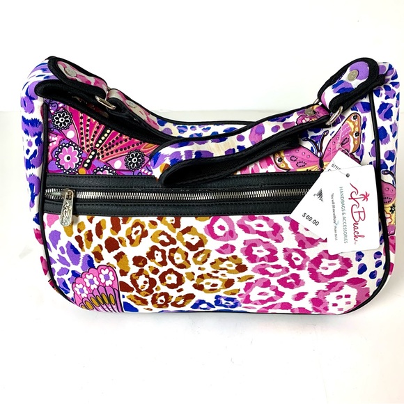 Handbag colorful Butterfly Print Zip closure inside pockets shoulder strap - Picture 2 of 11
